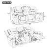 Home Theater Seating Manual Recliner with Center Console; PU Leather Reclining Sofa for Living Room; Black