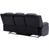 Home Theater Seating Manual Recliner with Center Console; PU Leather Reclining Sofa for Living Room; Black