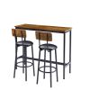 Bar Table Set with 2 Bar stools PU Soft seat with backrest (Rustic Brown; 43.31''w x 15.75''d x 23.62''h)