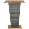 Bar Table Gray 31.5"x31.5"x43.3" Poly Rattan and Solid Acacia Wood