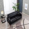 Black PU Leather Sponge Sofa, ,Removable Wooden Feet ,Tufted Buttons