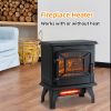 Indoor 17 Inch 1400W Compact Freestanding Portable Electric Fireplace Stove Heater with Realistic 3D Flame Effect