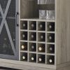 Single door wine cabinet with 16 wine storage compartments (Gray;  31.50" W*13.78" D*35.43" H)