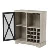 Single door wine cabinet with 16 wine storage compartments (Gray;  31.50" W*13.78" D*35.43" H)