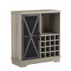 Single door wine cabinet with 16 wine storage compartments (Gray;  31.50" W*13.78" D*35.43" H)