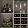 Single door wine cabinet with 16 wine storage compartments (Gray;  31.50" W*13.78" D*35.43" H)