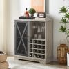 Single door wine cabinet with 16 wine storage compartments (Gray;  31.50" W*13.78" D*35.43" H)