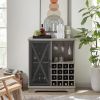 Single door wine cabinet with 16 wine storage compartments (Gray;  31.50" W*13.78" D*35.43" H)