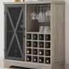 Single door wine cabinet with 16 wine storage compartments (Gray;  31.50" W*13.78" D*35.43" H)