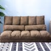 Double Chaise Lounge Sofa Floor Couch and Sofa with Two Pillows (Brown)