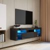 FURNITURE &amp; RUGS TV Stand 160 LED Wall Mounted Floating 63&quot; TV Stand (black)