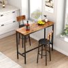 Bar Table Set with 2 Bar stools PU Soft seat with backrest (Rustic Brown; 43.31''w x 15.75''d x 23.62''h)