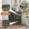 Single door wine cabinet with 16 wine storage compartments (Gray;  31.50" W*13.78" D*35.43" H)