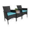 Outdoor Patio Furniture Set 3 Pieces Lakeblue Sectional Sofa Sets PE Rattan Patio Conversation Set with Coffee Tables