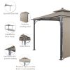 9.8ft.L x 9.8ft.W Gazebo with Extended Side Shed/Awning and LED Light for Backyard; Poolside; Deck; Brown