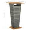 Bar Table Gray 23.6"x23.6"x43.3" Poly Rattan and Solid Acacia Wood