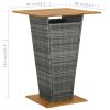 Bar Table Gray 31.5"x31.5"x43.3" Poly Rattan and Solid Acacia Wood