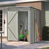 TOPMAX Patio 5ft Wx3ft. L Garden Shed; Metal Lean-to Storage Shed with Lockable Door; Tool Cabinet for Backyard; Lawn; Garden; Gray