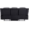 Home Theater Seating Manual Recliner with Center Console; PU Leather Reclining Sofa for Living Room; Black