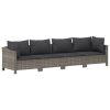 9 Piece Patio Lounge Set with Cushions Gray Poly Rattan