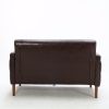 Brown PU Leather Sponge Sofa, ,Removable Wooden Feet ,Tufted Buttons