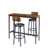 Bar Table Set with 2 Bar stools PU Soft seat with backrest (Rustic Brown; 43.31''w x 15.75''d x 23.62''h)