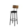 Bar Table Set with 2 Bar stools PU Soft seat with backrest (Rustic Brown; 43.31''w x 15.75''d x 23.62''h)