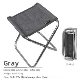 Outdoor folding chairs aluminum alloy fishing chairs barbecue folding stool portable camping pony (select: Outdoor folding chairs-gray)