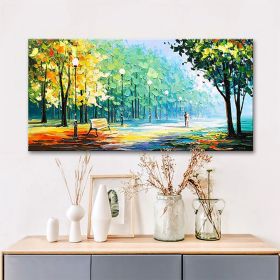 Hand Oil Painting Large Size Abstract Trees Landscape Oil Painting On Canvas Modern Pop Art Wall Picture For Home Decoration (size: 75x150cm)