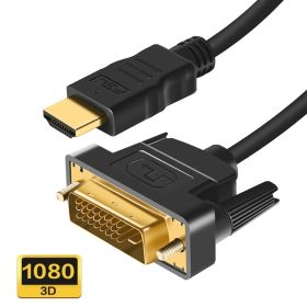 HDMI-compatible to DVI Cable 1080P 3D DVI to HDMI-compatible Cable DVI-D 24+1 Pin Adapter Cables Gold Plated for TV BOX DVD 1 2M (Color: Black)