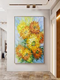 Poster Print Floral Vase Oil Painting Canvas Art Modern Wall Picture for Living Room Vincent Van Gogh Golden Sunflower (size: 75x150cm)
