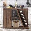 Kitchen Island Cart on Wheels with Adjustable Shelf and 5 Wine Holders, Storage Cart for Dining Room, Kitchen