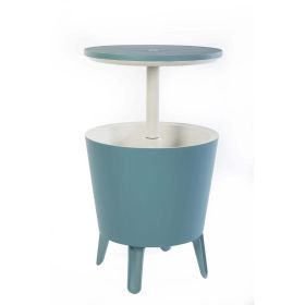 Modern cool bar and side tables, outdoor patio furniture with 7.5 gallon beer and wine cooler, (Color: Teal)