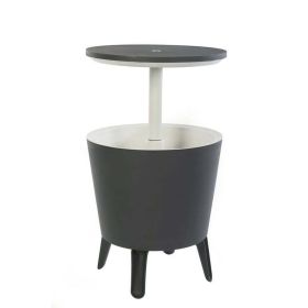 Modern cool bar and side tables, outdoor patio furniture with 7.5 gallon beer and wine cooler, (Color: Gray)