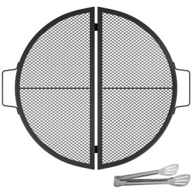 Foldable Outdoor Camping Round Cooking Grate Stainless Steel Fire Pit Grill Grate (Color: As pic show)