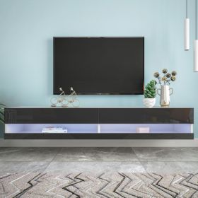 180 Wall Mounted Floating 80 inches TV Stand with 20 Color LEDs (Color: As Picture)