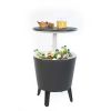 Modern cool bar and side tables, outdoor patio furniture with 7.5 gallon beer and wine cooler,