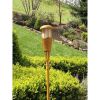 LED Island Torches, Dusk-to-Dawn Dancing Flame Outdoor Landscape Lighting, Bamboo Finish, 4-Pack