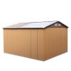 9.1' x 10.5' Galvanized Steel Storage Shed Sliding Door Tool Shack with 4 Vents & Metal Floor