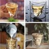 1pc Coffee Mug Double-Layered Transparent Crystal Skull Head Glass Cup For Household Whiskey Wine Vodka Bar Club Beer Wine Glass