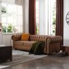 Classic Chesterfield Sofa Brown Faux Leather