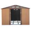 9.1' x 10.5' Galvanized Steel Storage Shed Sliding Door Tool Shack with 4 Vents & Metal Floor