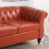 84.65" Rolled Arm Chesterfield 3 Seater Sofa.