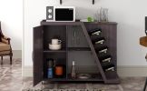Kitchen Island Cart on Wheels with Adjustable Shelf and 5 Wine Holders, Storage Cart for Dining Room, Kitchen