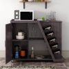 Kitchen Island Cart on Wheels with Adjustable Shelf and 5 Wine Holders, Storage Cart for Dining Room, Kitchen
