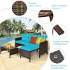 3 Pieces Outdoor Patio Corner Rattan Sofa Set