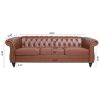 84.65" Rolled Arm Chesterfield 3 Seater Sofa.