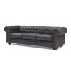 Classic Chesterfield Sofa Brown Faux Leather