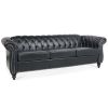 84.65" Rolled Arm Chesterfield 3 Seater Sofa.