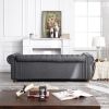 Classic Chesterfield Sofa Brown Faux Leather